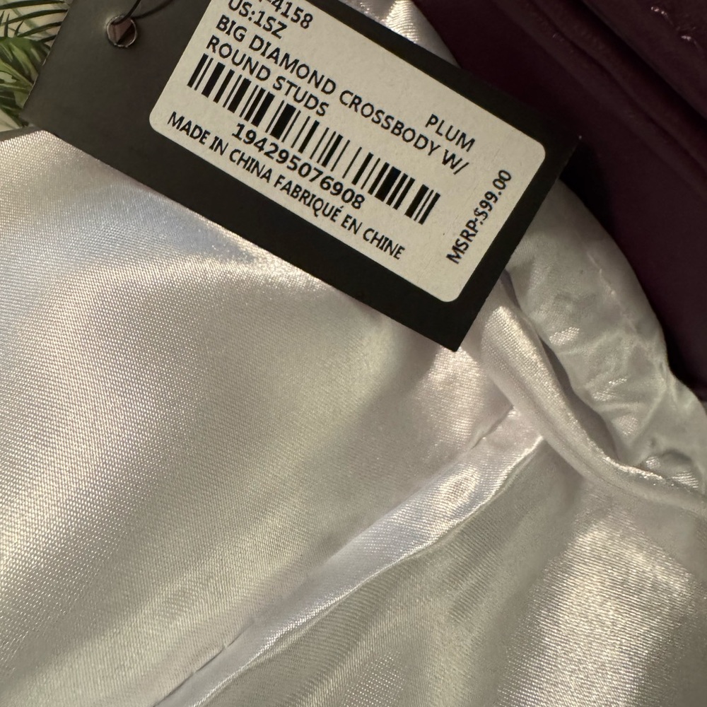 Badgley Mischka Plum Quilted Crossbody Gold Details & Hardware NWT - Picture 11 of 11